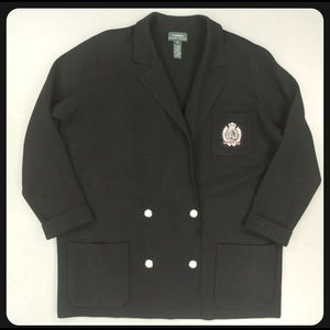 Ralph Lauren sweater blazer Black Merino Wool Women's Size 1X